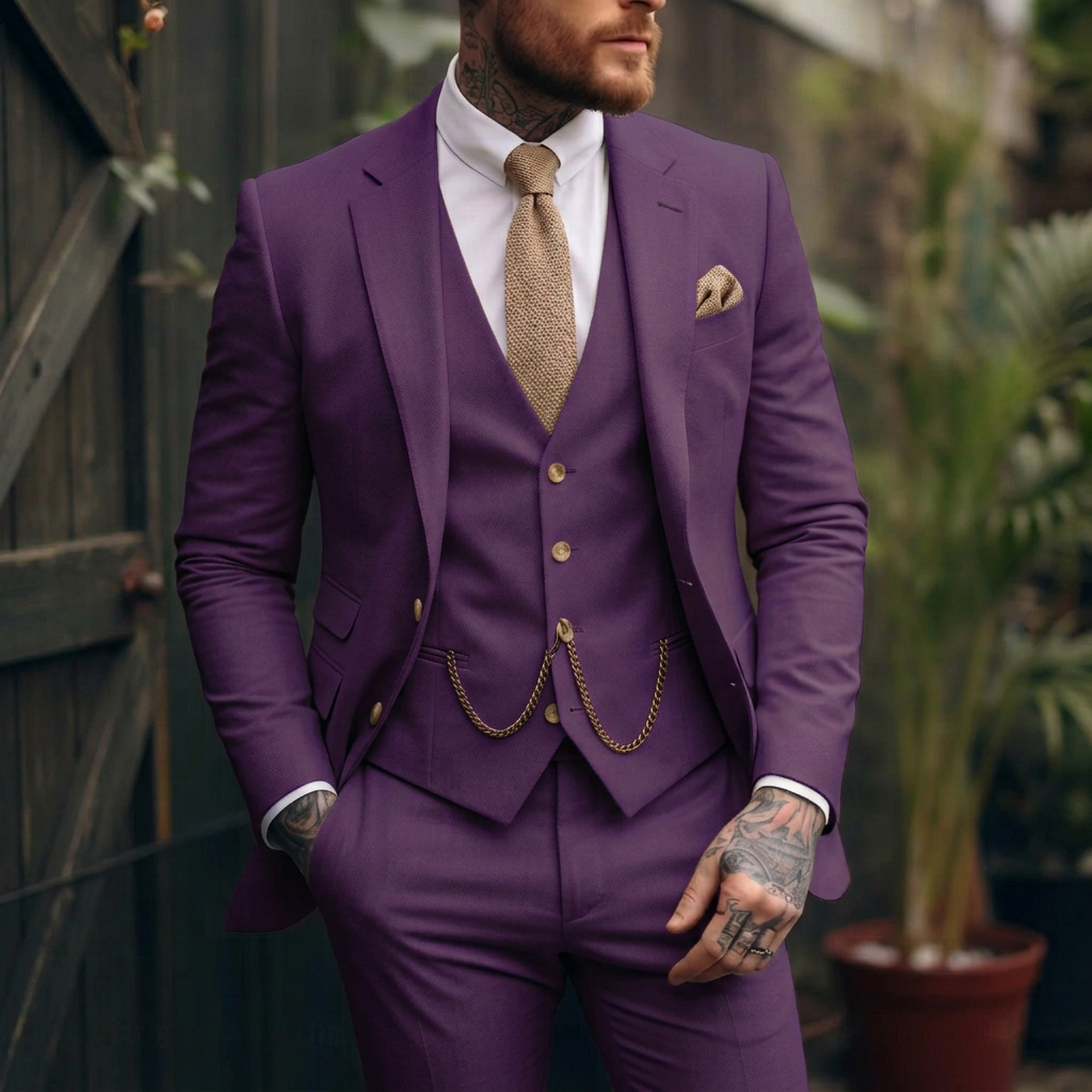 Traje de tres piezas con detalle de cadena Noxwell Bramwell